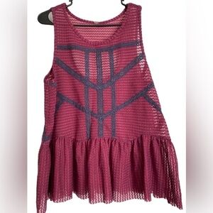 Free People Burgundy /Navy Sleeveless Top